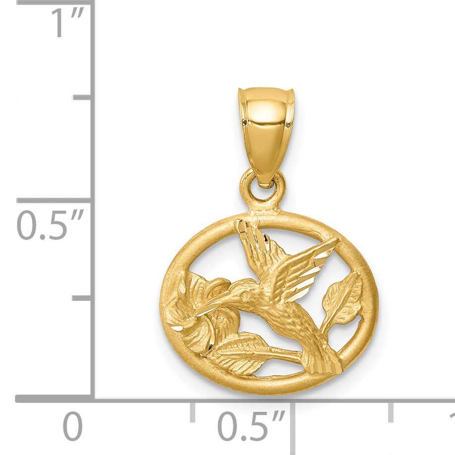 14K D/C Brushed Hummingbird Pendant-C4720