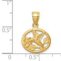 14K D/C Brushed Hummingbird Pendant-C4720