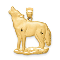 14K Brushed D/C Wolf Pendant-C4722