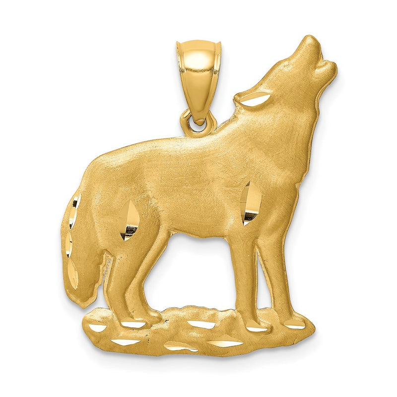 14K Brushed D/C Wolf Pendant-C4722