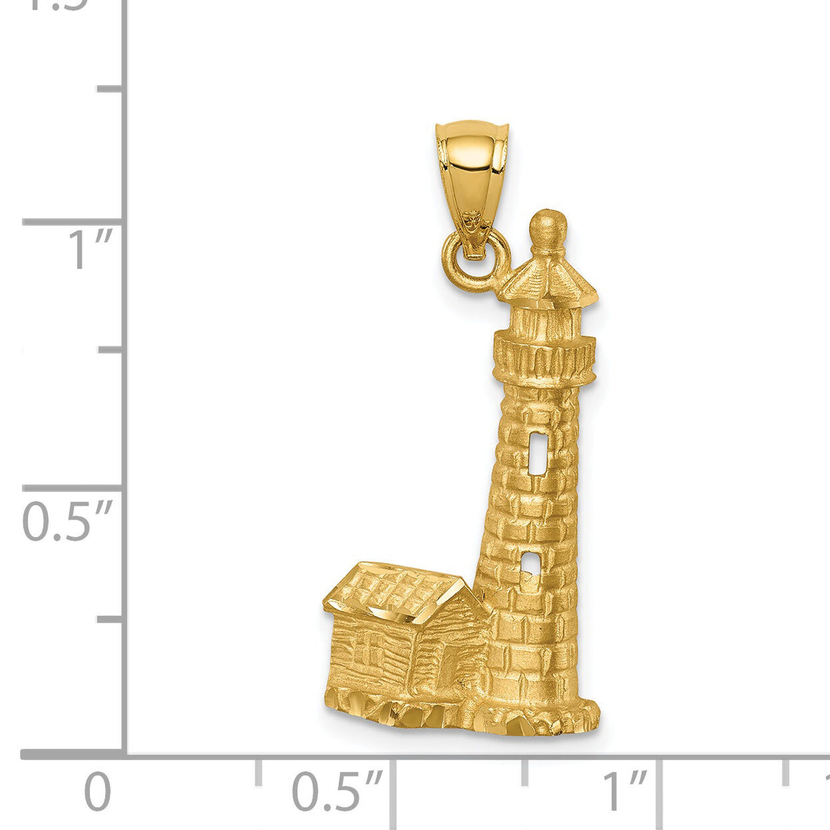 14K Brushed D/C Lighthouse Pendant-C4726