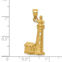14K Brushed D/C Lighthouse Pendant-C4726