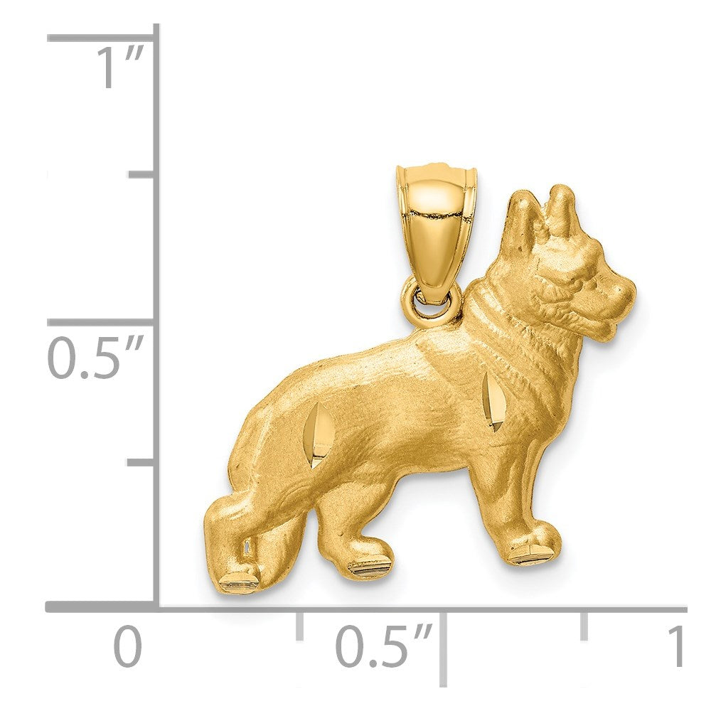 14K Diamond-cut German Shepherd Pendant-C4729