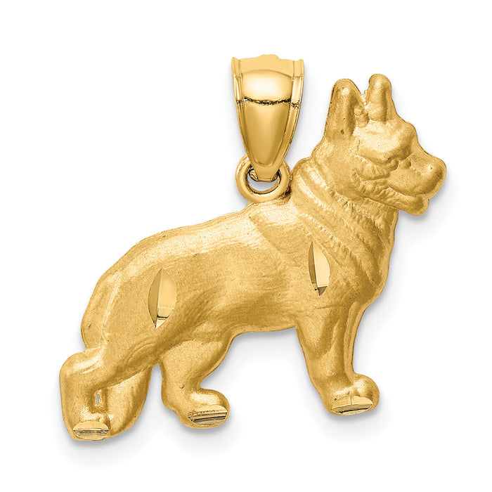14K Diamond-cut German Shepherd Pendant-C4729