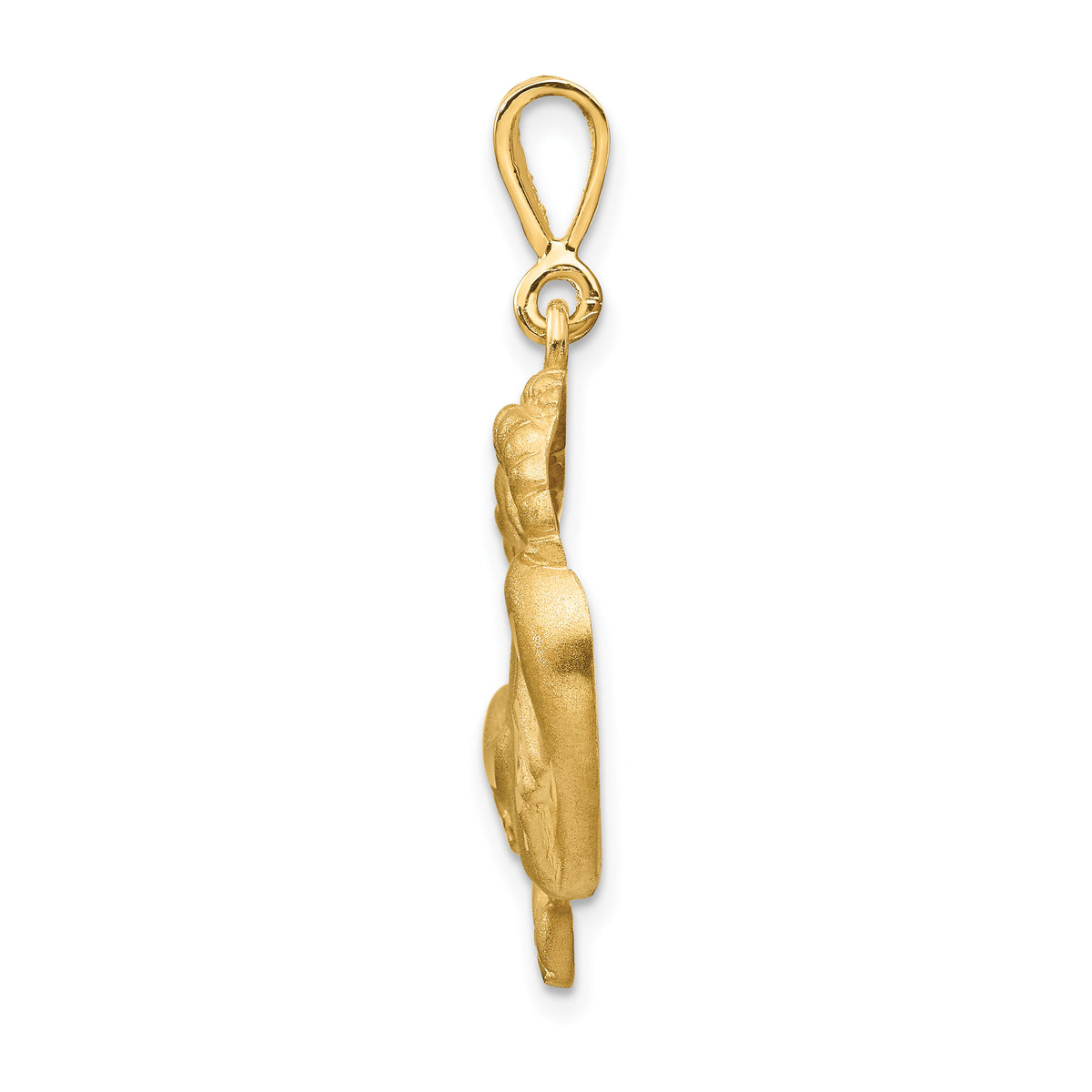 14k Satin Diamond-cut Capricorn Zodiac Charm-C473
