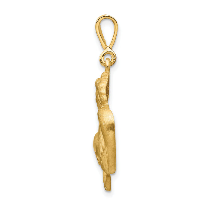 14k Satin Diamond-cut Capricorn Zodiac Charm-C473