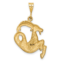 14k Satin Diamond-cut Capricorn Zodiac Charm-C473
