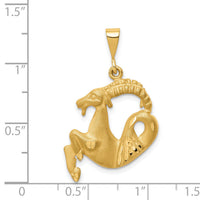 14k Satin Diamond-cut Capricorn Zodiac Charm-C473