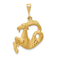 14k Satin Diamond-cut Capricorn Zodiac Charm-C473