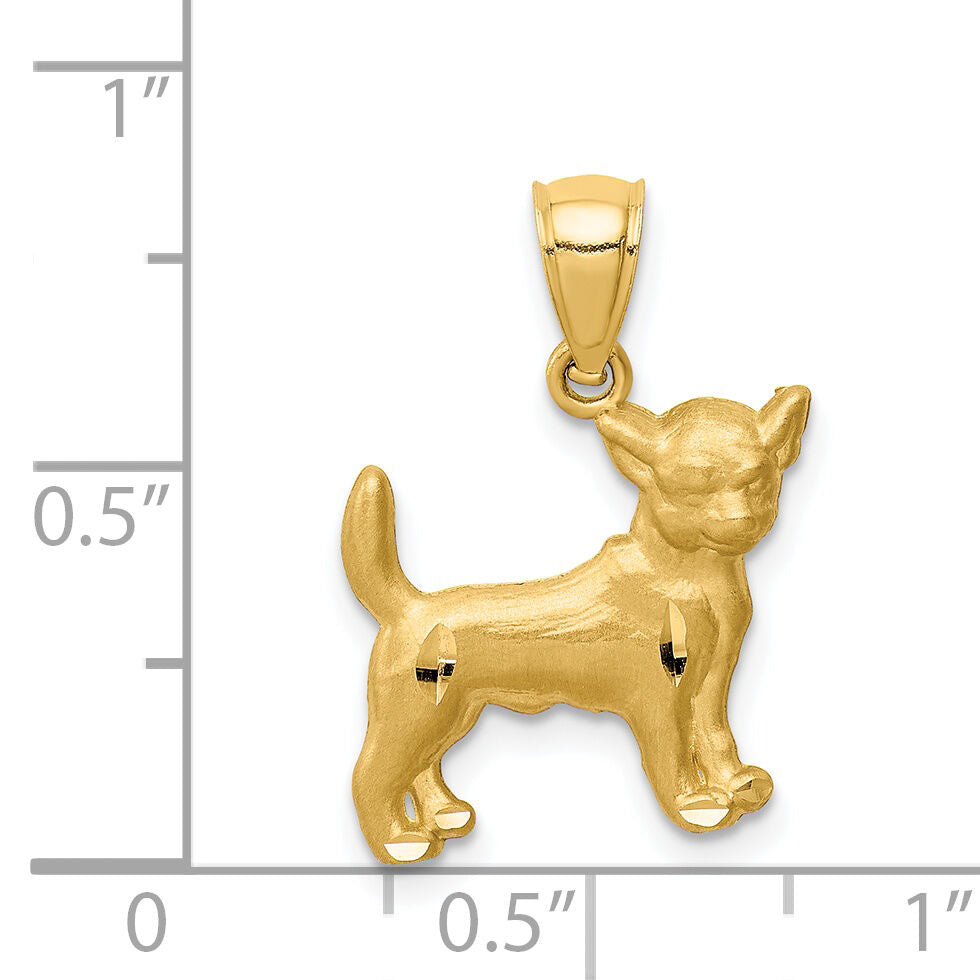 14K Diamond-cut Chihuahua Pendant-C4732