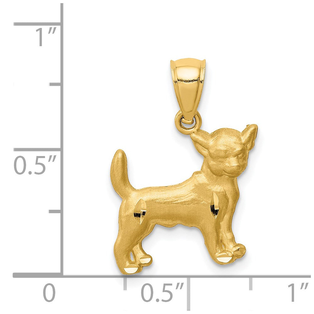 14K Diamond-cut Chihuahua Pendant-C4732