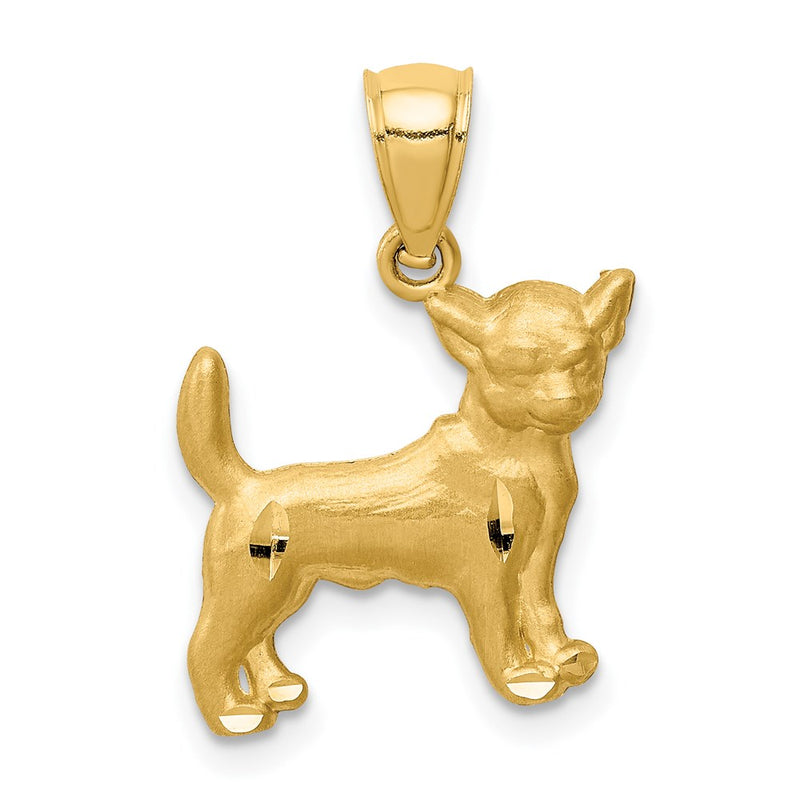 14K Diamond-cut Chihuahua Pendant-C4732