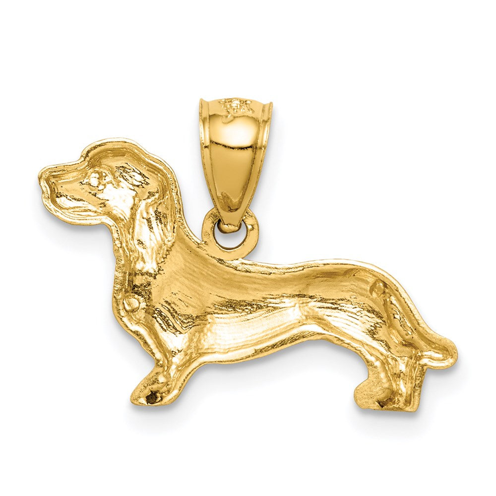 14K Diamond-cut Dachshund Pendant-C4735
