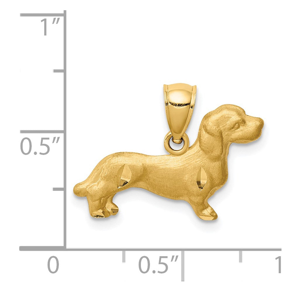 14K Diamond-cut Dachshund Pendant-C4735