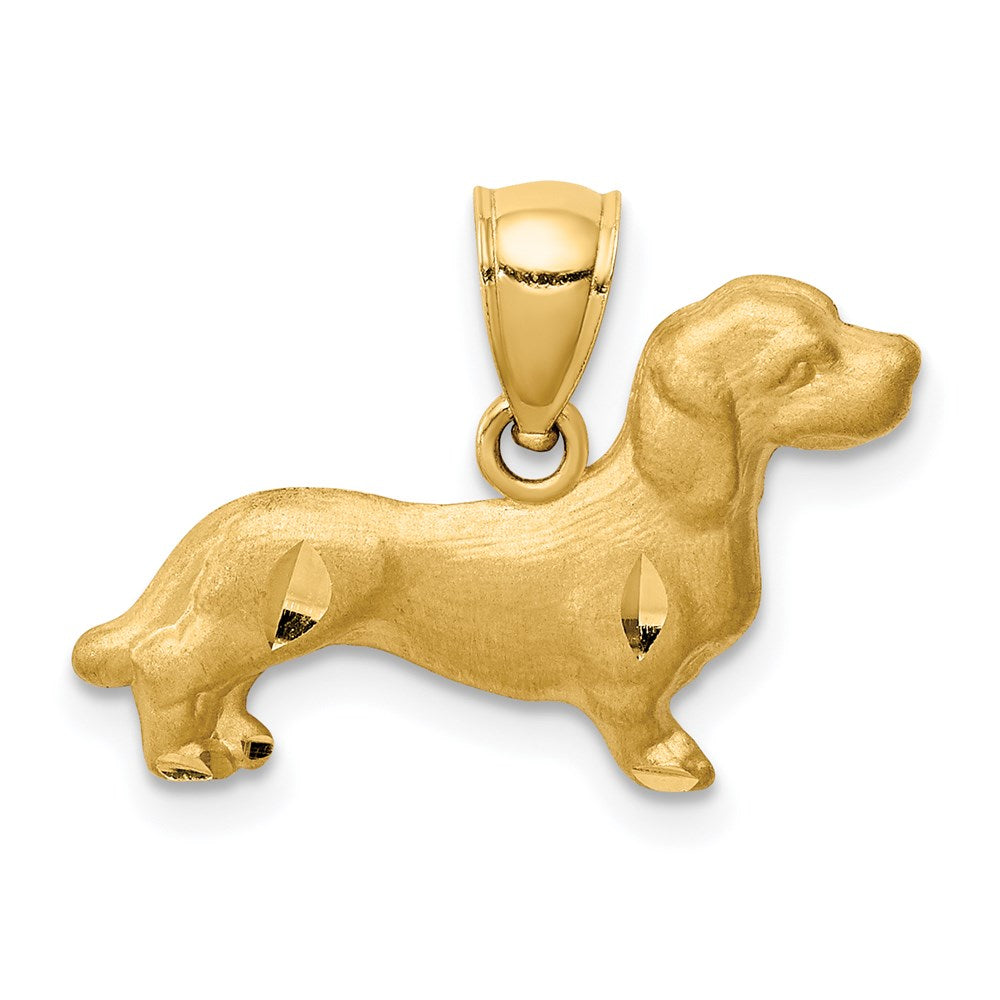 14K Diamond-cut Dachshund Pendant-C4735