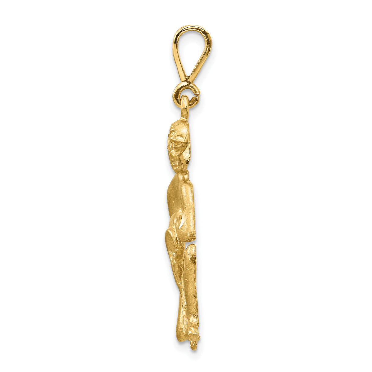 14k Satin Diamond-cut Aquarius Zodiac Charm-C474