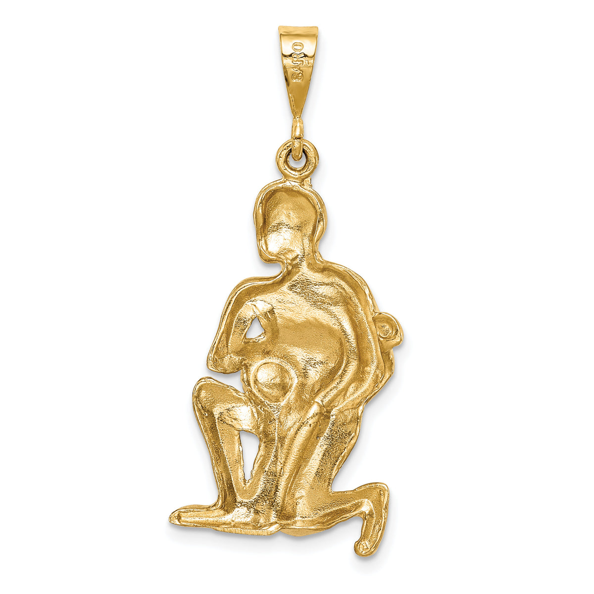 14k Satin Diamond-cut Aquarius Zodiac Charm-C474