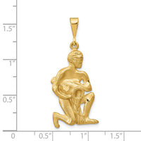 14k Satin Diamond-cut Aquarius Zodiac Charm-C474