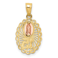14K Two-tone w/White Rhodium Lady of Guadalupe 15 Pendant-C4746