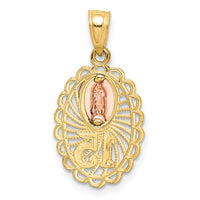 14K Two-tone w/White Rhodium Lady of Guadalupe 15 Pendant-C4746