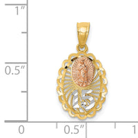 14K Two-tone w/White Rhodium Lady of Guadalupe 15 Pendant-C4746