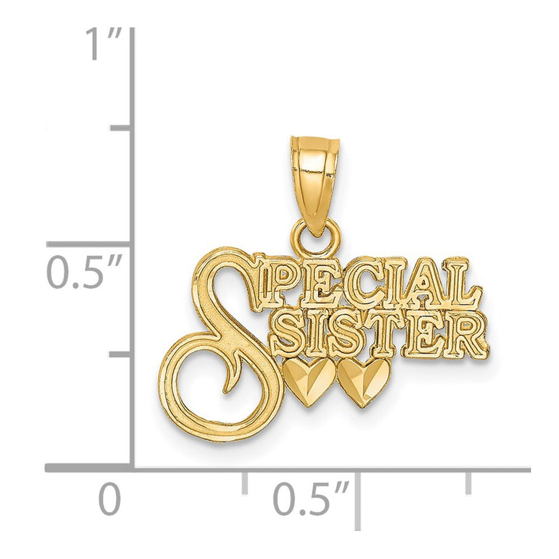 14K Diamond-cut Special Sister Pendant-C4749