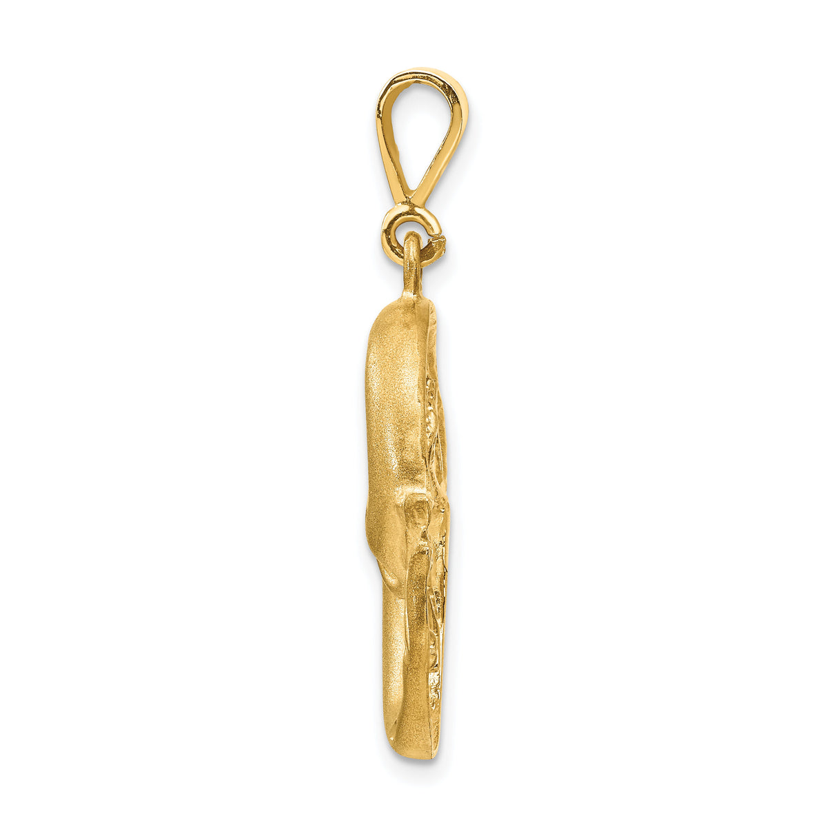 14k Satin Diamond-cut Pisces Zodiac Charm-C475