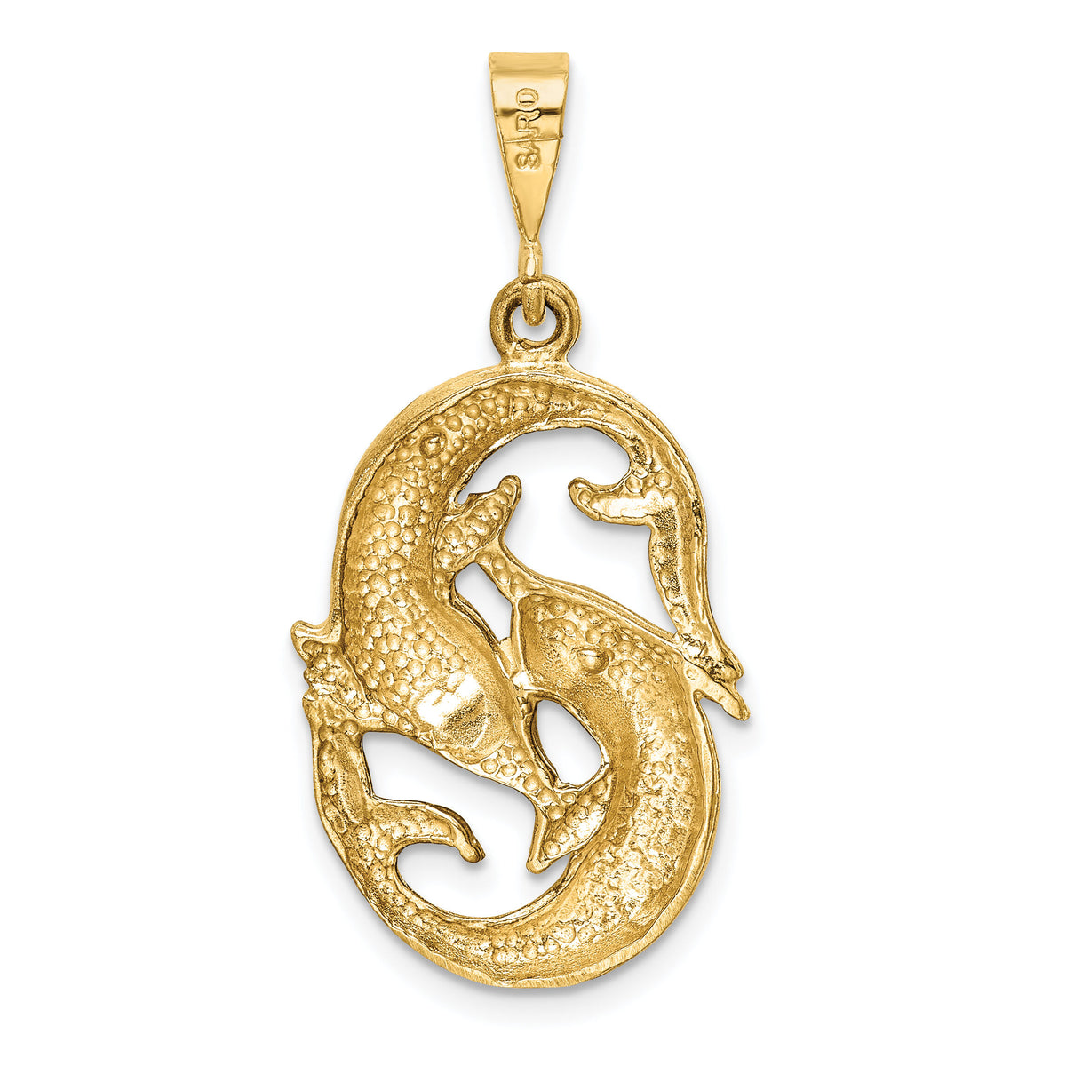14k Satin Diamond-cut Pisces Zodiac Charm-C475
