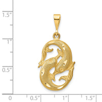 14k Satin Diamond-cut Pisces Zodiac Charm-C475