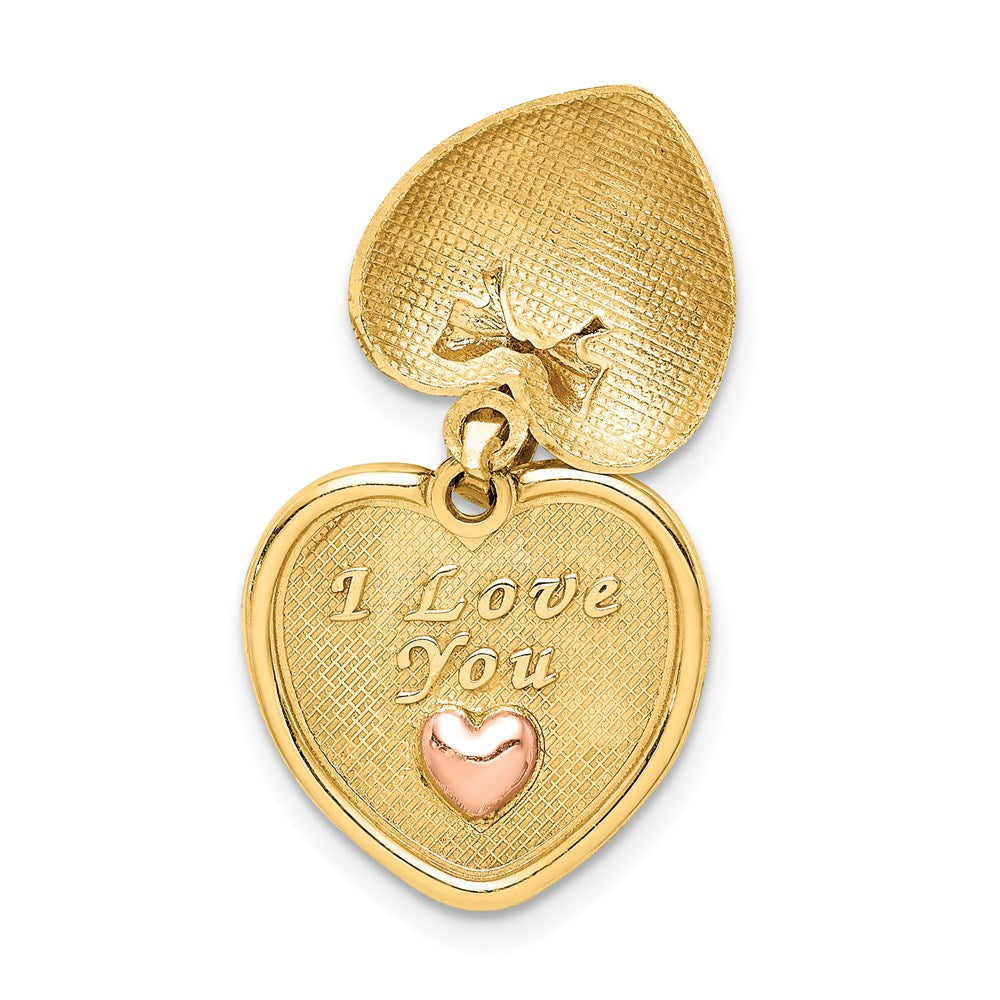 14K w/Rose Plating I Love You in Heart Pendant-C4751