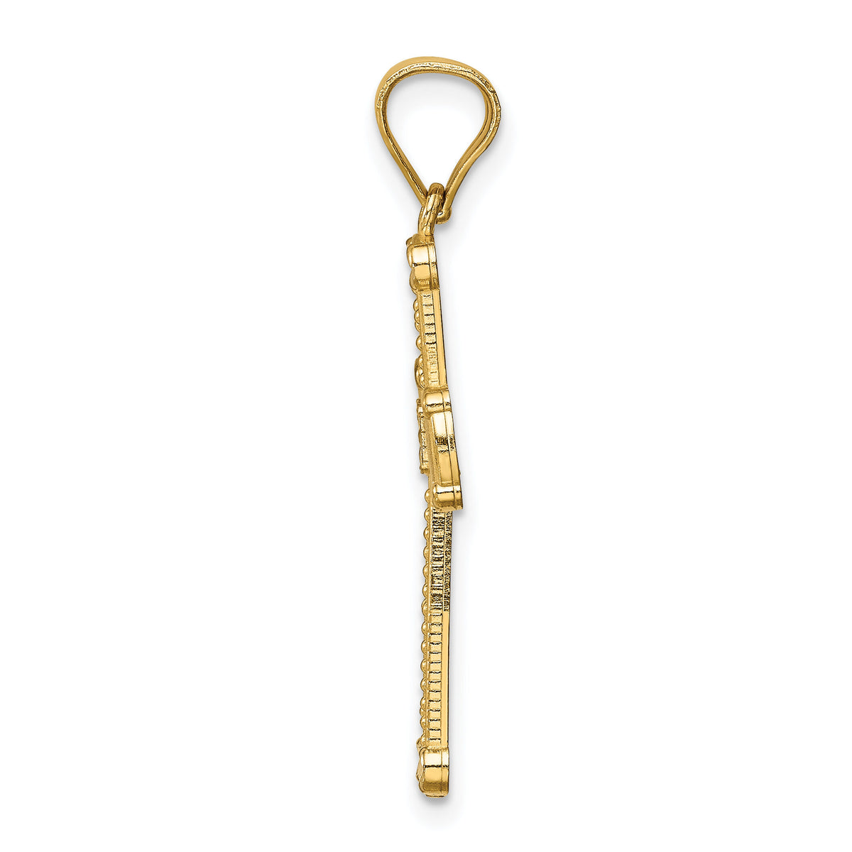 14K w/Rhodium Cross Pendant-C4758