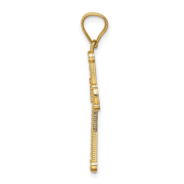 14K w/Rhodium Cross Pendant-C4758