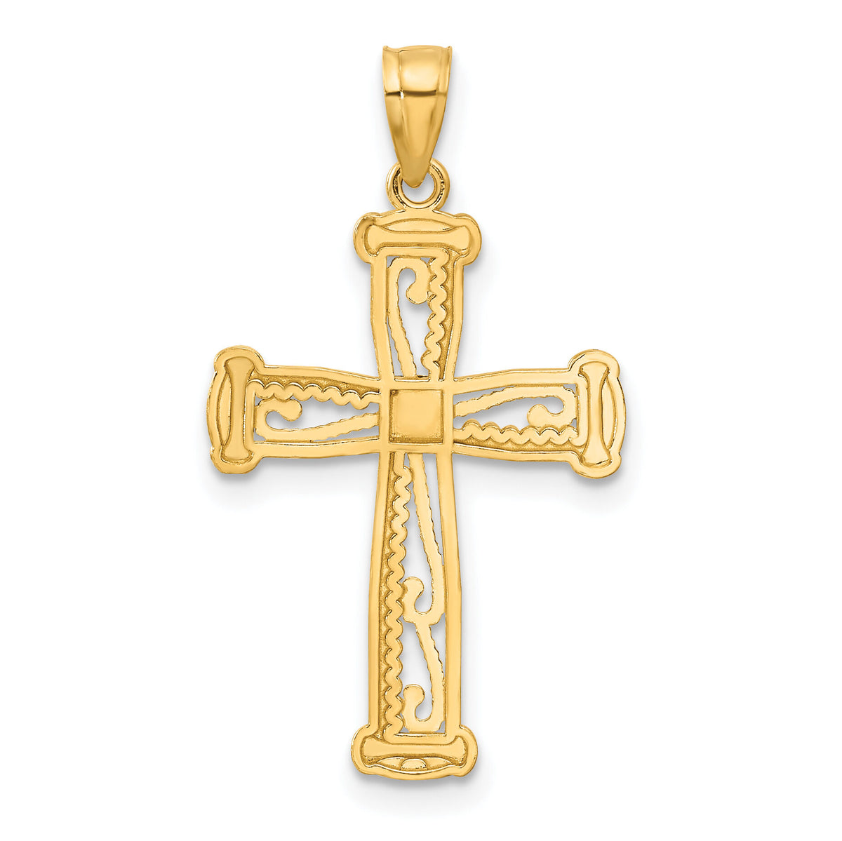 14K w/Rhodium Cross Pendant-C4758