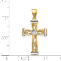 14K w/Rhodium Cross Pendant-C4758