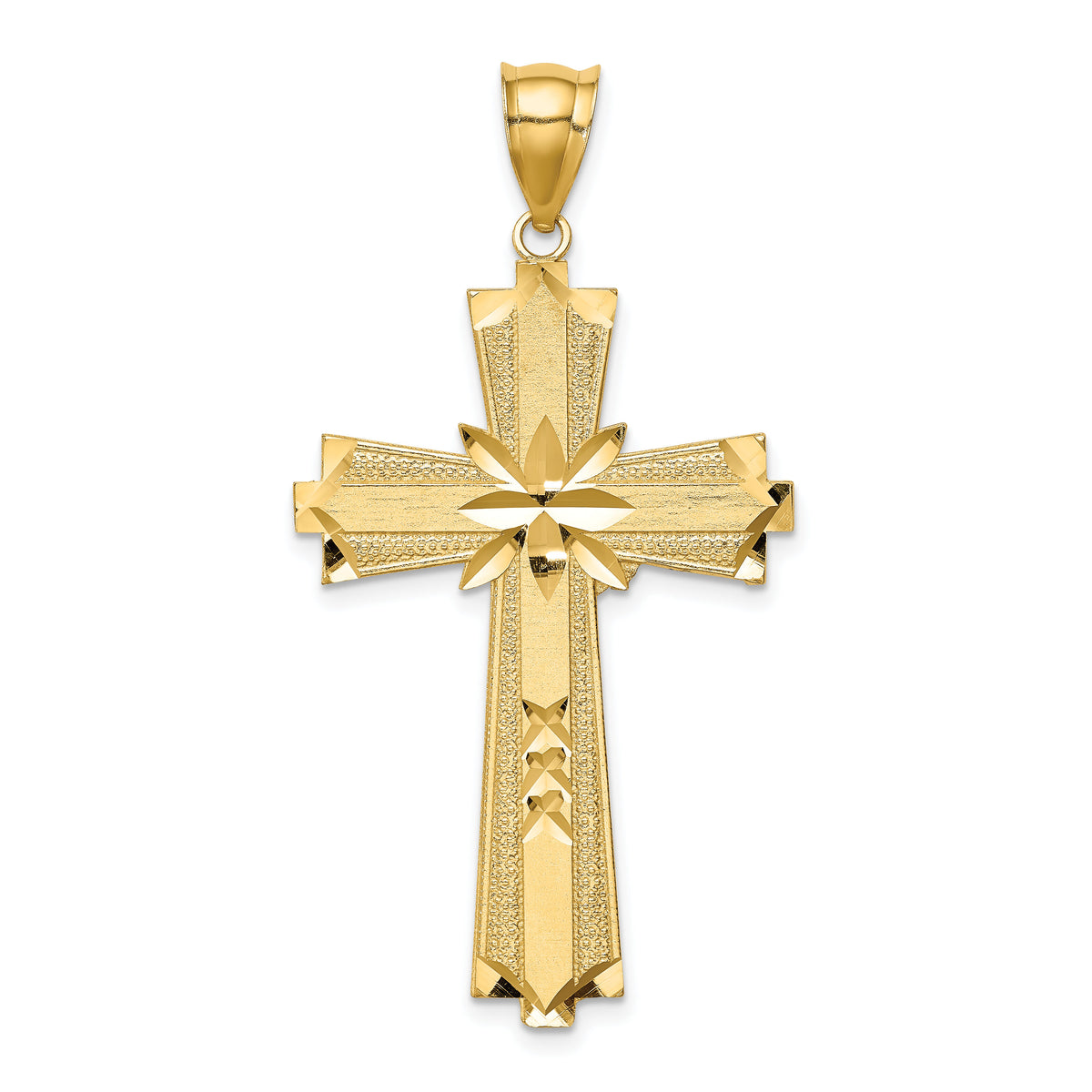 14K Diamond-cut Cross Pendant-C4759