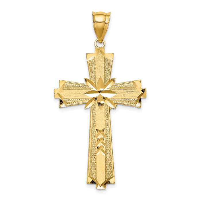 14K Diamond-cut Cross Pendant-C4759