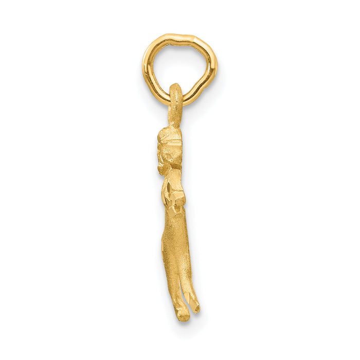 14k Satin Diamond-cut Aries Zodiac Charm-C476