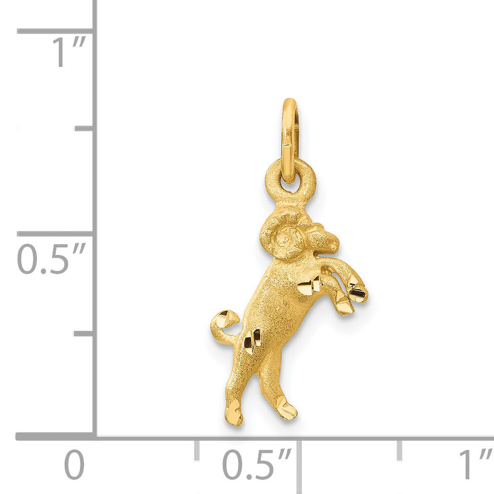 14k Satin Diamond-cut Aries Zodiac Charm-C476