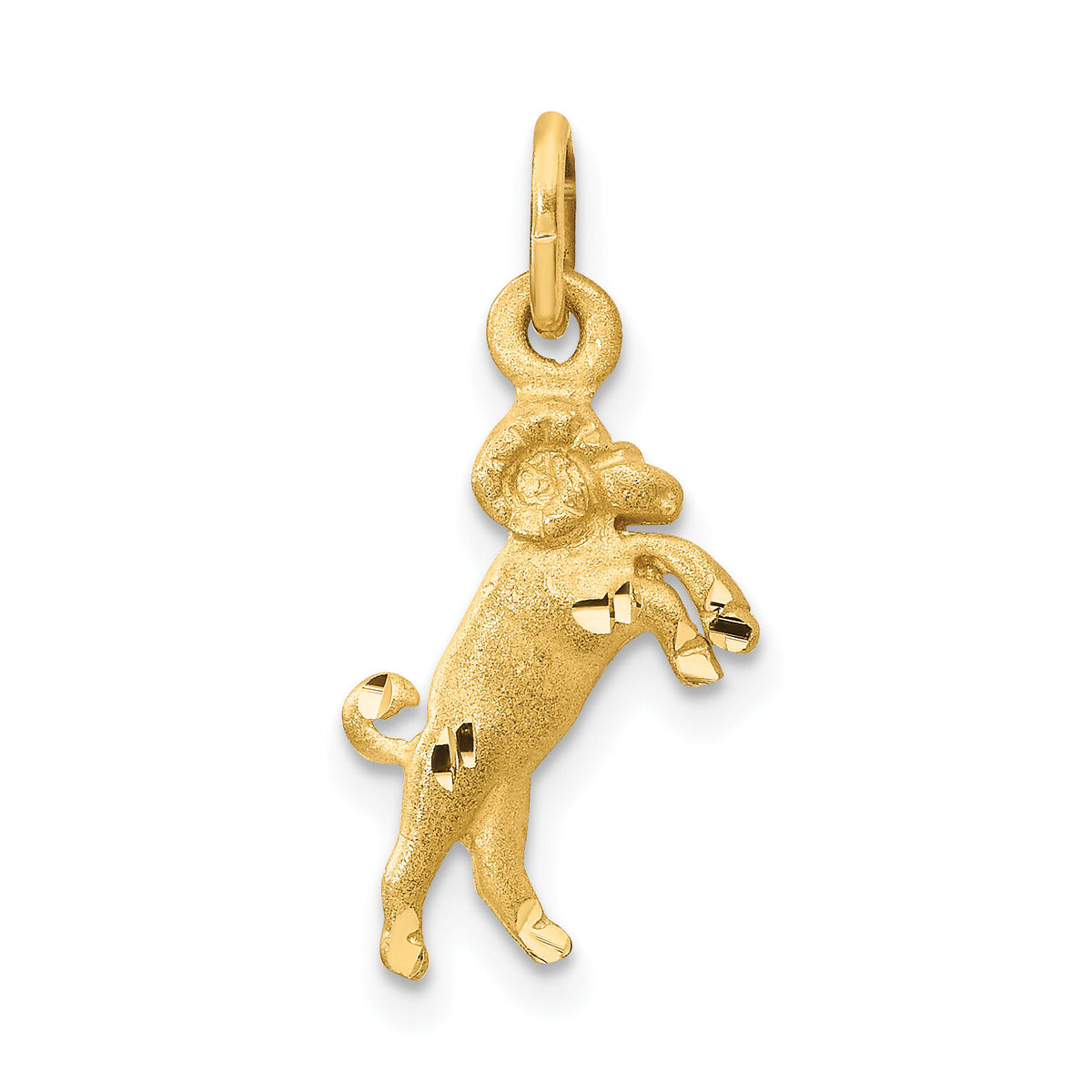 14k Satin Diamond-cut Aries Zodiac Charm-C476