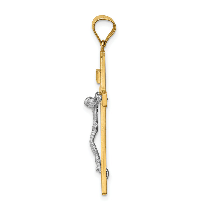14K Two-tone INRI Crucifix Pendant-C4762