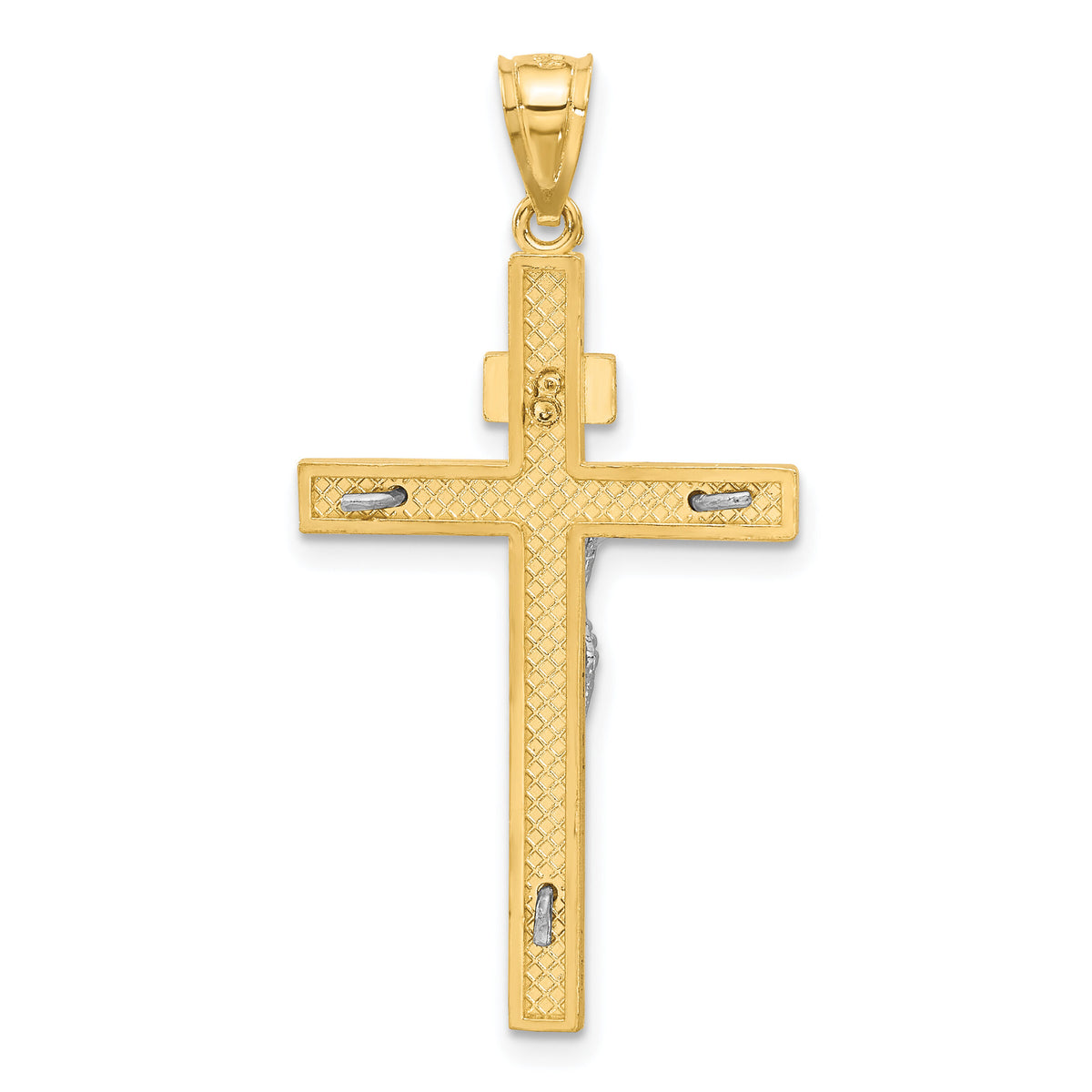 14K Two-tone INRI Crucifix Pendant-C4762
