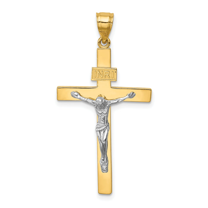 14K Two-tone INRI Crucifix Pendant-C4762