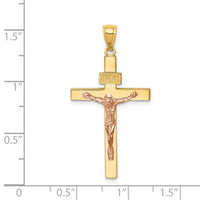 14K Two-tone INRI Crucifix Pendant-C4763