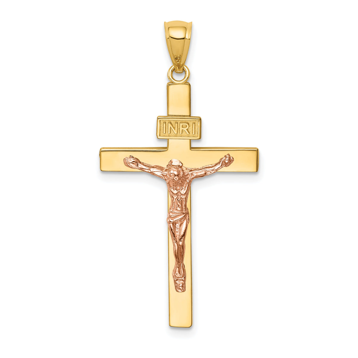 14K Two-tone INRI Crucifix Pendant-C4763