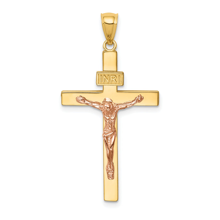 14K Two-tone INRI Crucifix Pendant-C4763