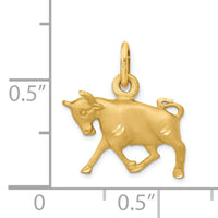 14k Satin Diamond-cut Taurus Zodiac Charm-C477