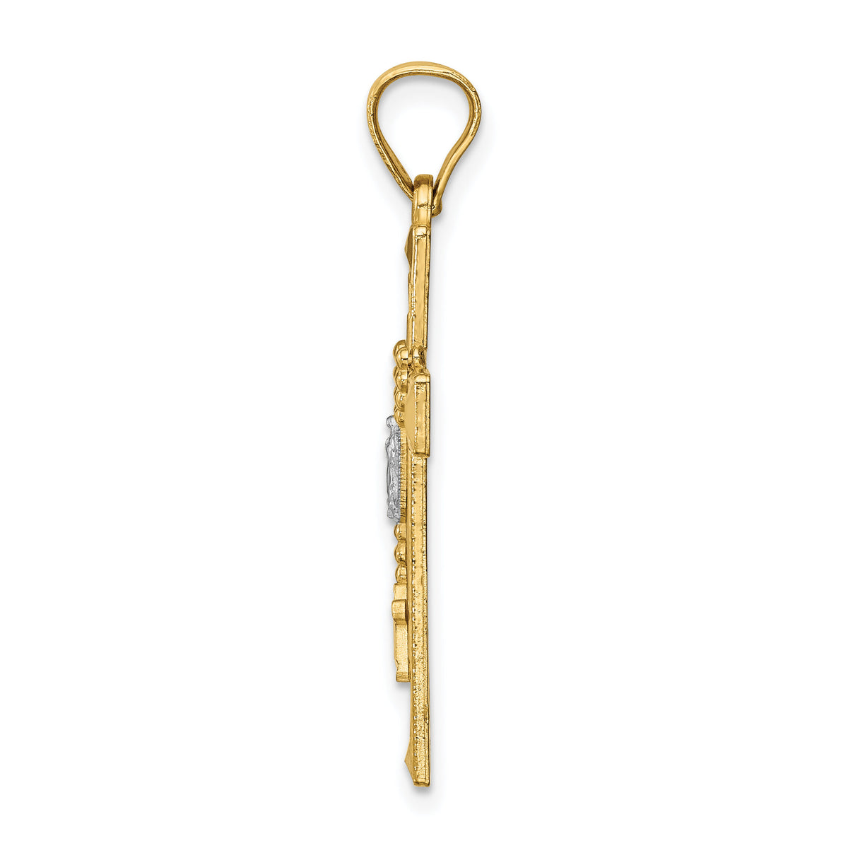 14K w/Rhodium Cross w/Rosary Pendant-C4770