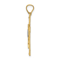 14K w/Rhodium Cross w/Rosary Pendant-C4770