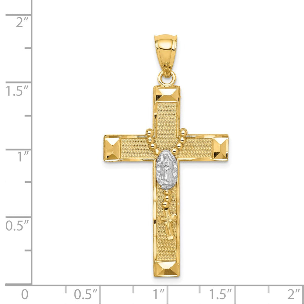 14K w/Rhodium Cross w/Rosary Pendant-C4771
