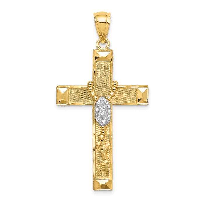 14K w/Rhodium Cross w/Rosary Pendant-C4771